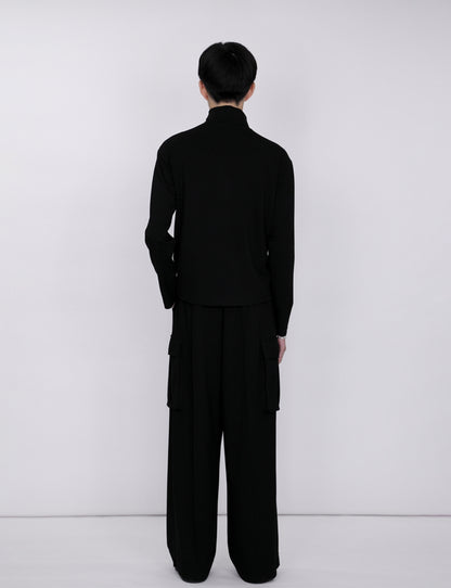 Stand Collar Turtleneck Top / black