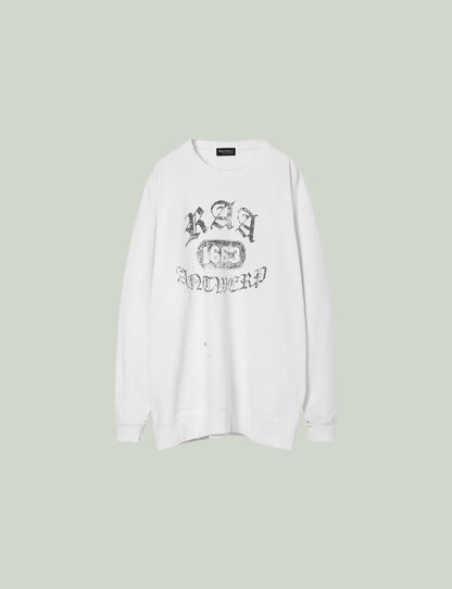 Damaged College Sweatshirt / white