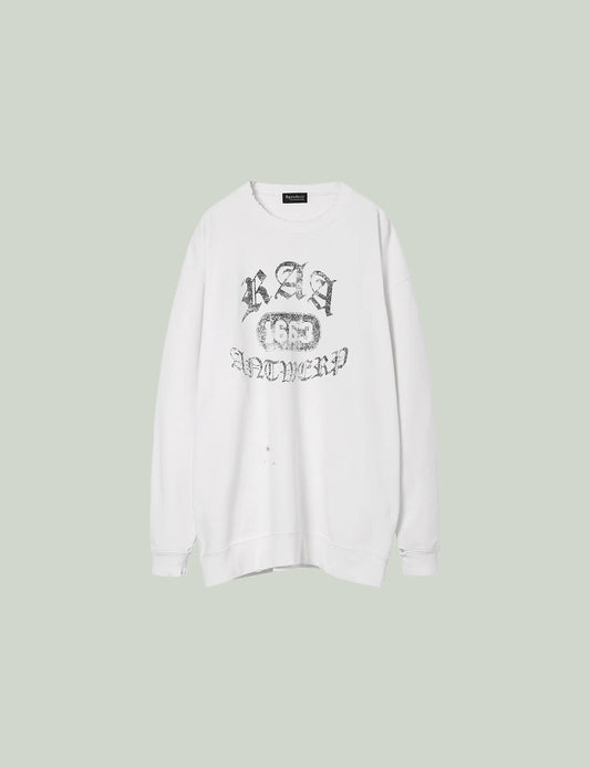 Damaged College Sweatshirt / white