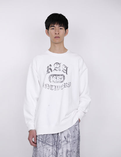Damaged College Sweatshirt / white