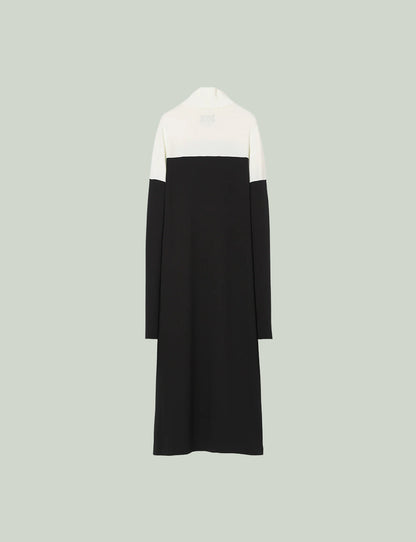 Mix Cut Dress / white × black