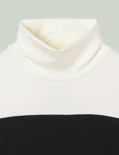 Mix Cut Dress / white × black