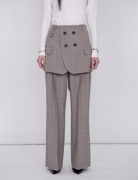 Tailored Detail Wide Pants / beige