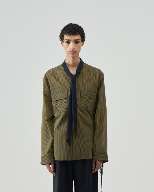 Striped Wool Bow Collar Shirts – Yellow