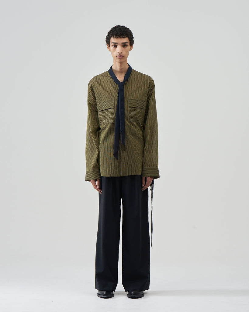 Striped Wool Bow Collar Shirts – Yellow