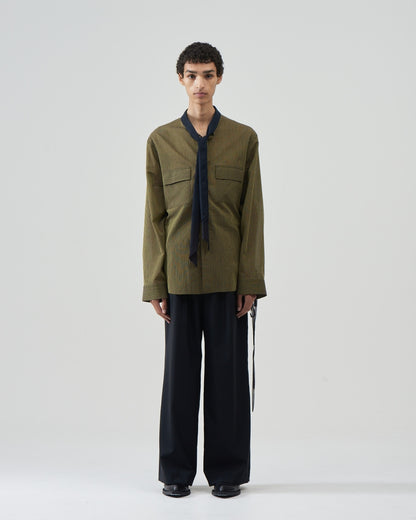 Striped Wool Bow Collar Shirts – Yellow