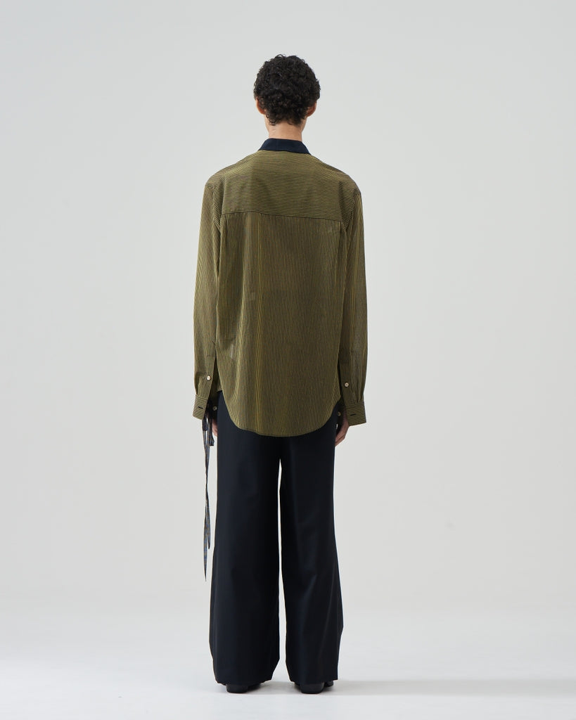 Striped Wool Bow Collar Shirts – Yellow