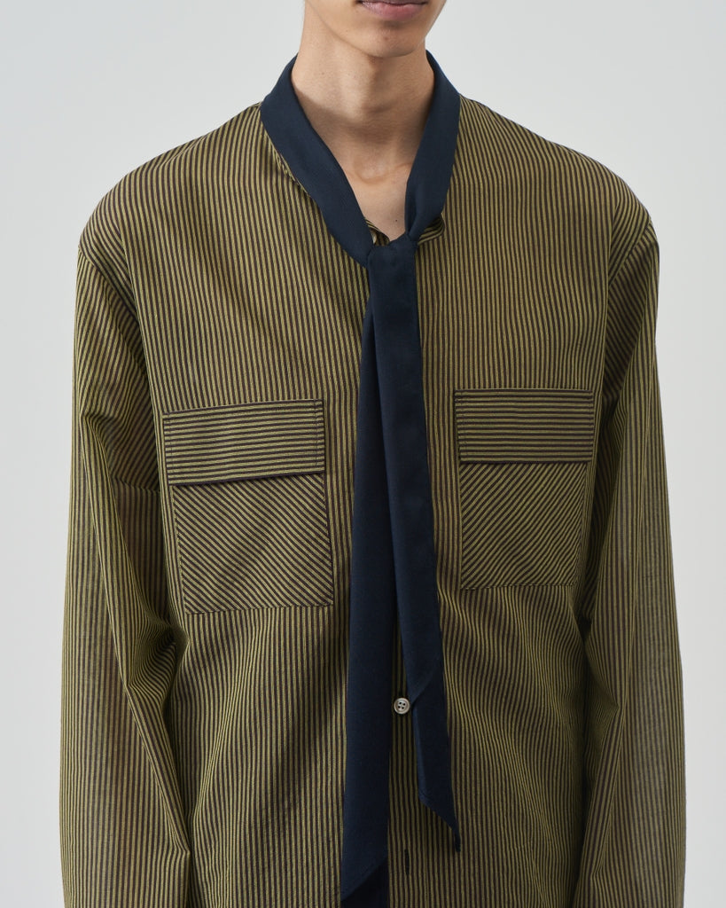 Striped Wool Bow Collar Shirts – Yellow