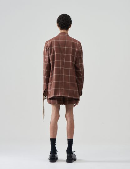 Wool Double-Breasted Jacket – Brown