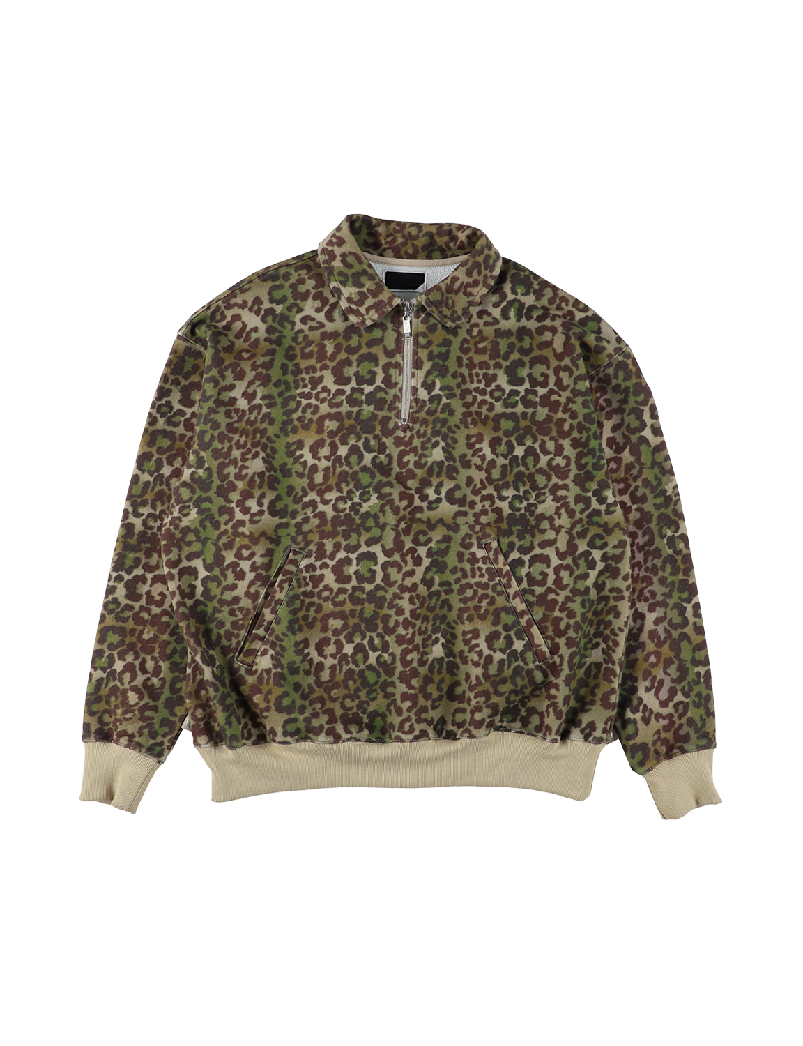 HALF-ZIP COLLAR SWEATSHIRT LEOPARD