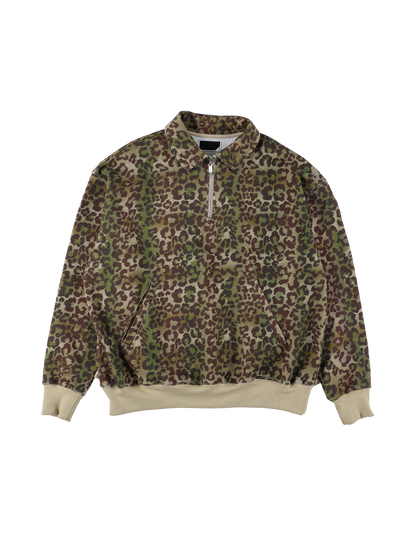 HALF-ZIP COLLAR SWEATSHIRT LEOPARD