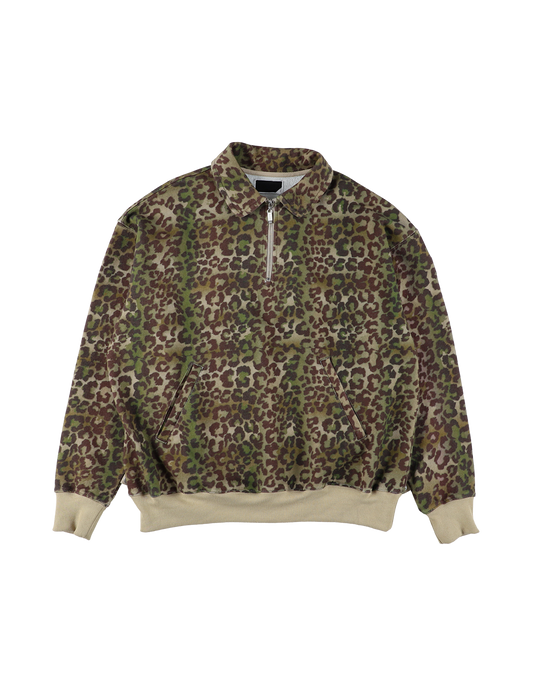 HALF-ZIP COLLAR SWEATSHIRT LEOPARD