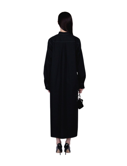 V Neck Shirt Dress / white