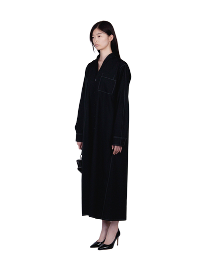 V Neck Shirt Dress / white