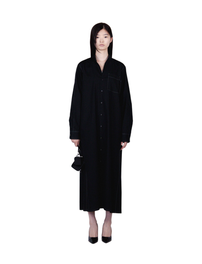 V Neck Shirt Dress / white