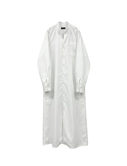 V Neck Shirt Dress / white