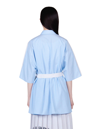 Flare Blouse / mix stripe