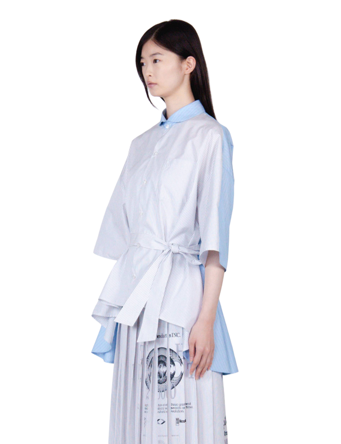 Flare Blouse / mix stripe