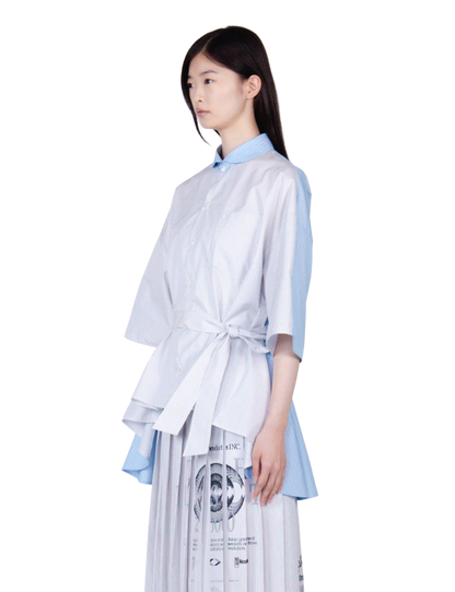 Flare Blouse / mix stripe