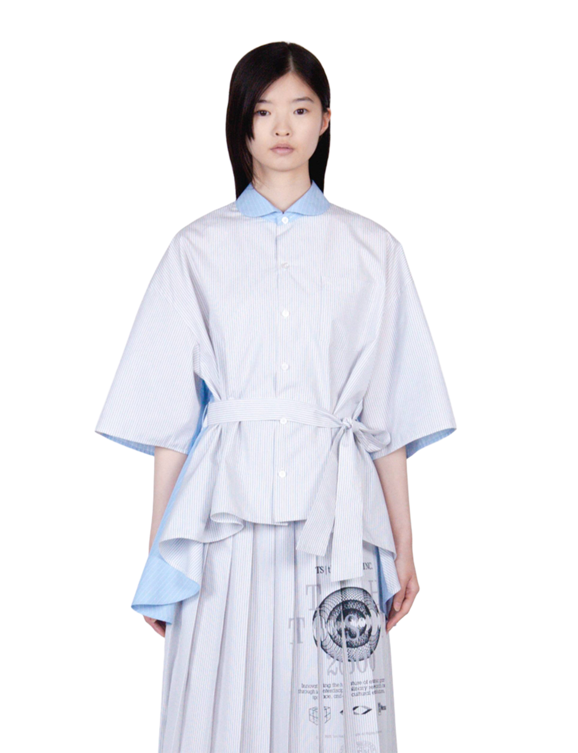 Flare Blouse / mix stripe