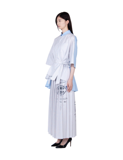 Flare Blouse / mix stripe