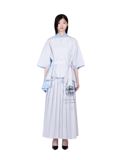 Flare Blouse / mix stripe