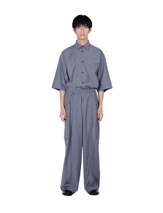 Wide Cargo Pants / gray stripe
