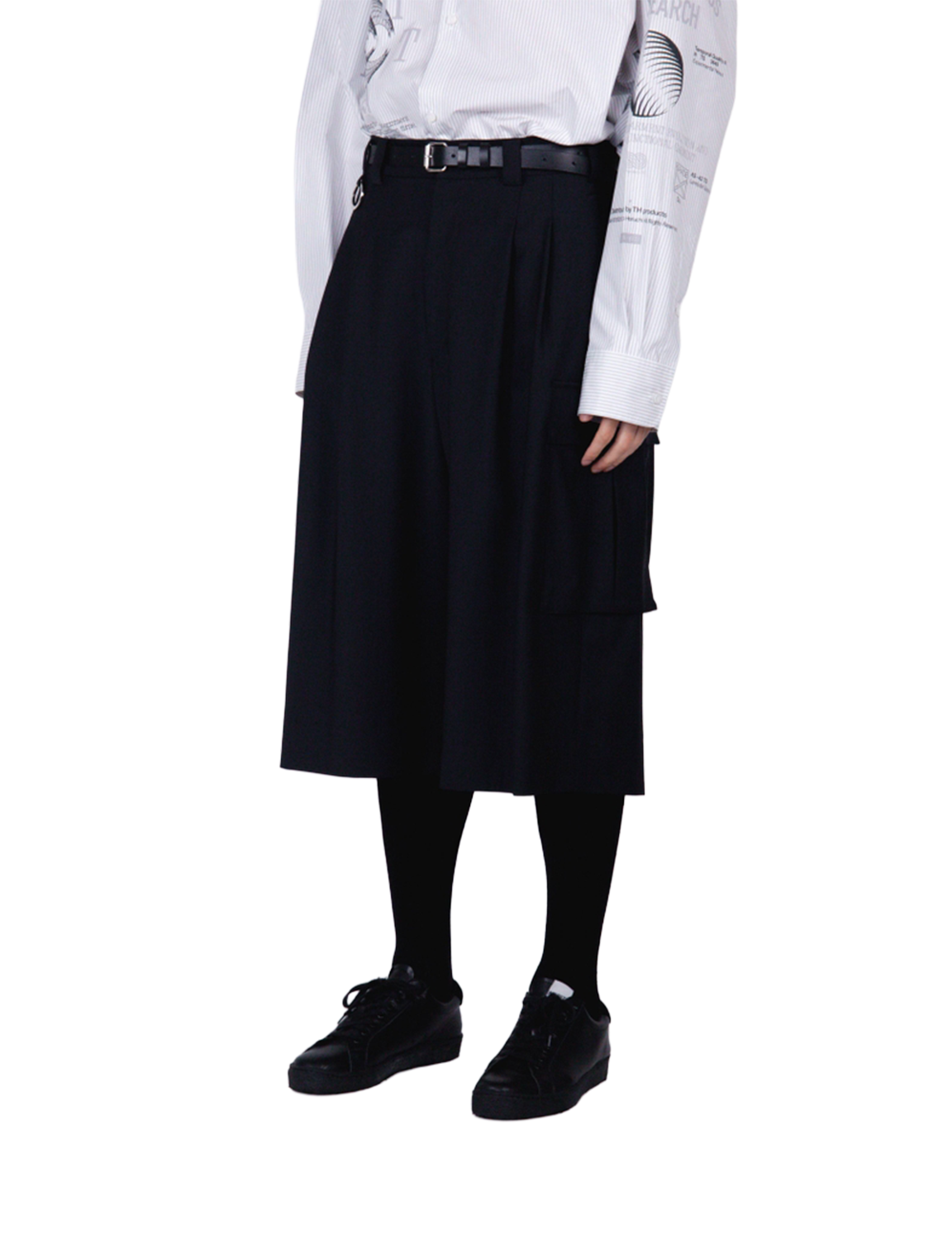 Wide Cargo Shorts / gray stripe