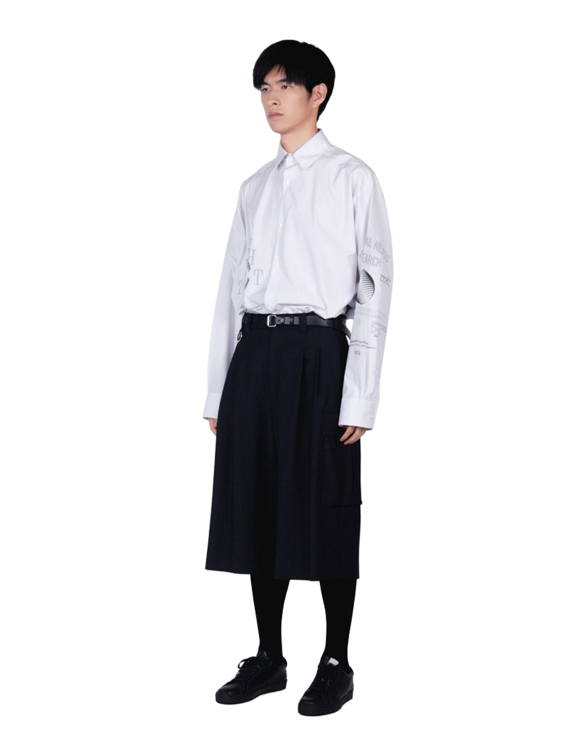 Wide Cargo Shorts / gray stripe