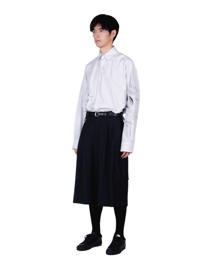 Wide Cargo Shorts / gray stripe