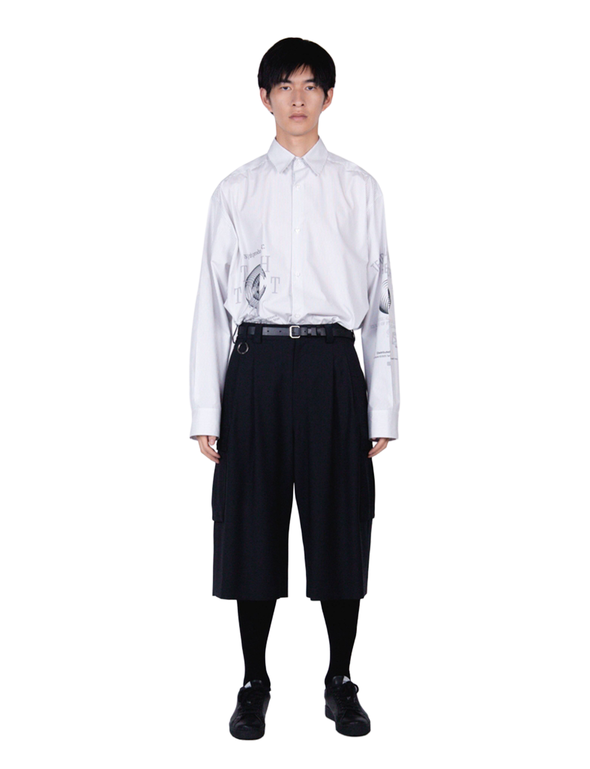 Wide Cargo Shorts / gray stripe