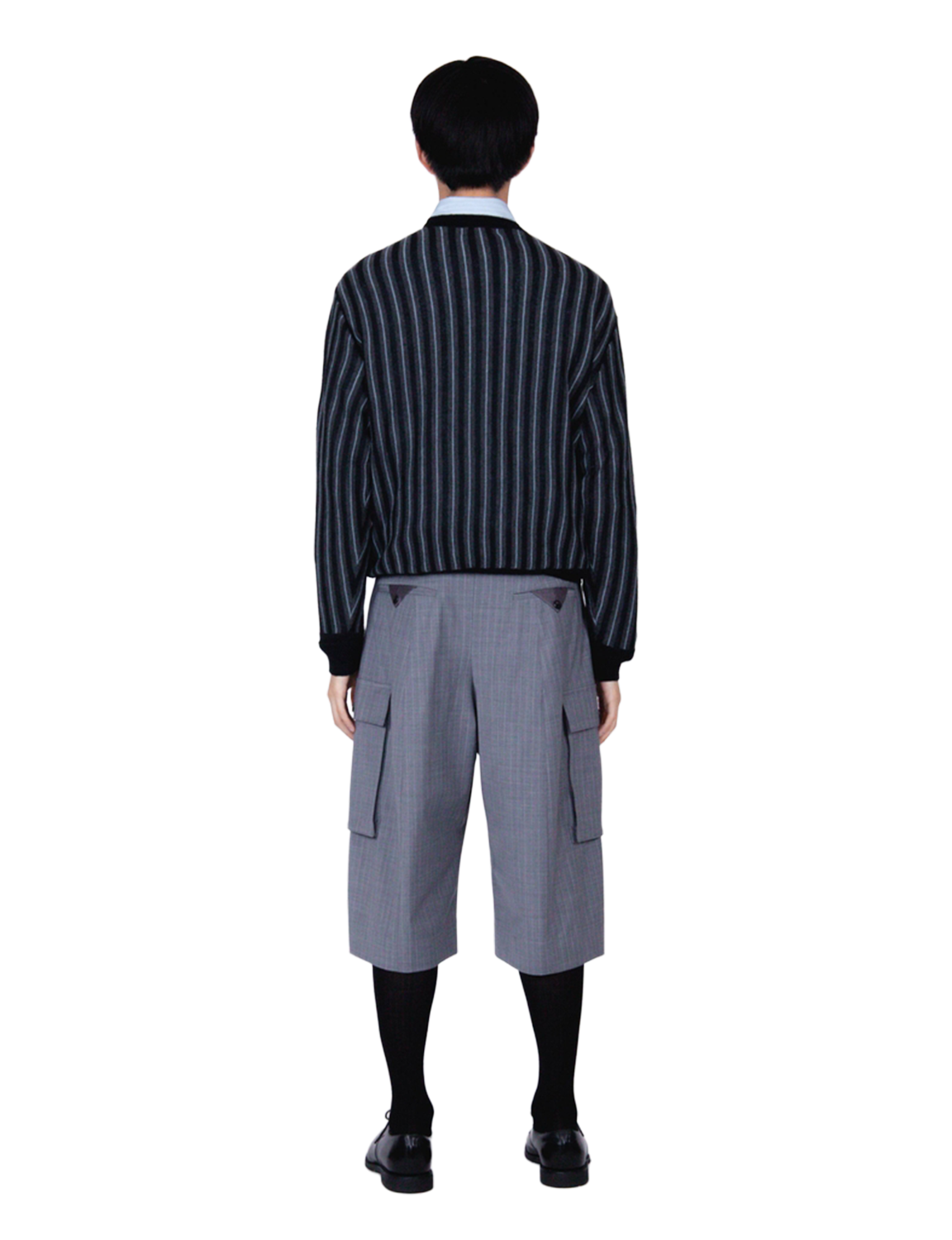 Wide Cargo Shorts / gray stripe