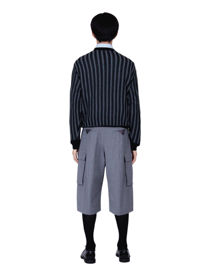 Wide Cargo Shorts / gray stripe