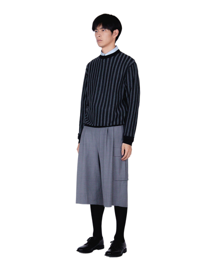 Wide Cargo Shorts / gray stripe