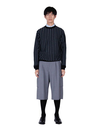 Wide Cargo Shorts / gray stripe