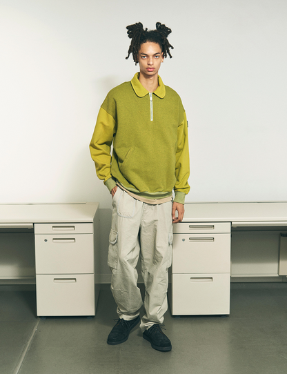 HALF-ZIP COLLAR SWEATSHIRT DYED HEATHER