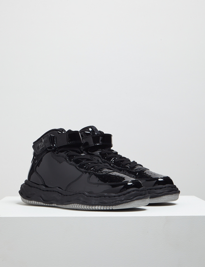 "WAYNE" OG Sole Patent Leather High-top Sneaker – Black