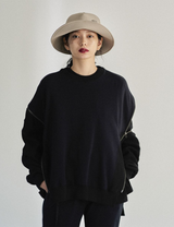 ZIPPER WAFFLE SWEAT