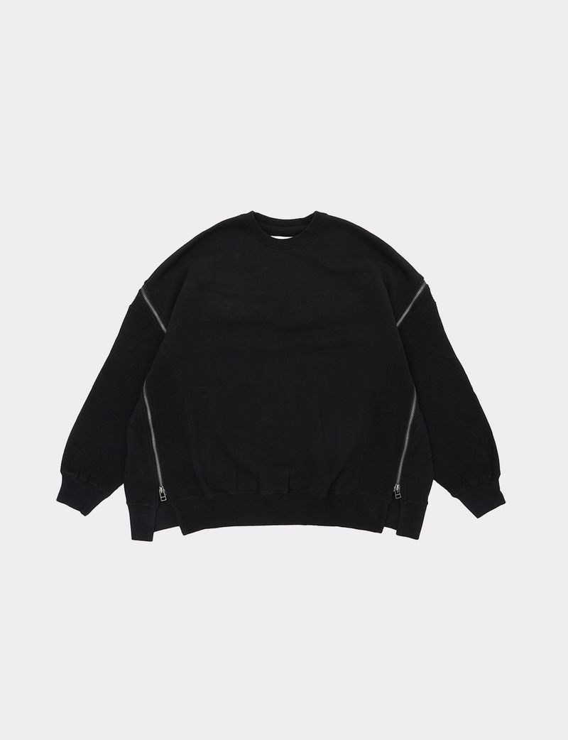 ZIPPER WAFFLE SWEAT
