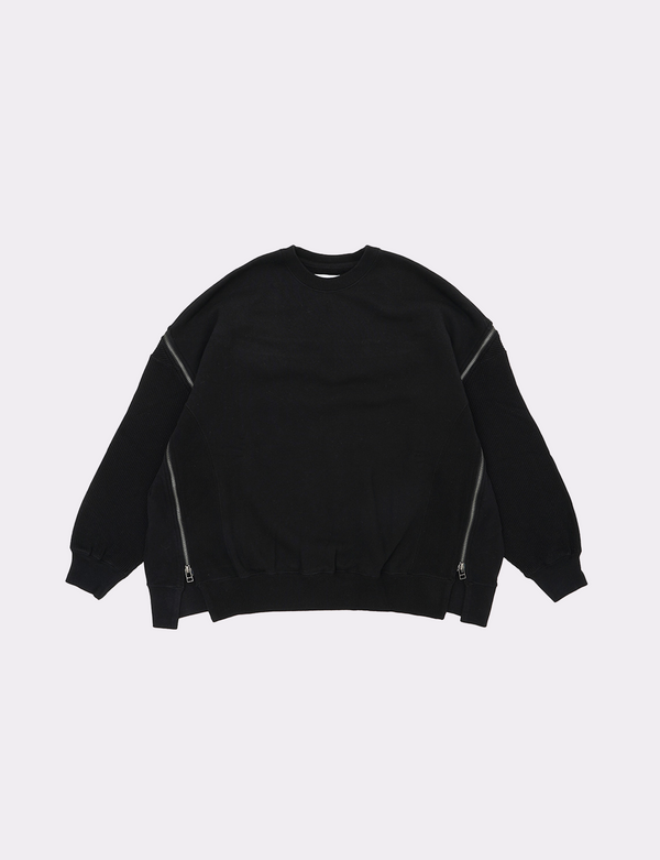 ZIPPER WAFFLE SWEAT
