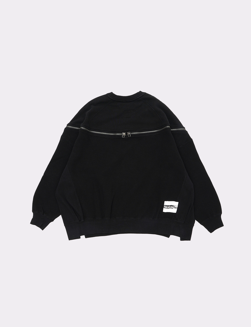 ZIPPER WAFFLE SWEAT