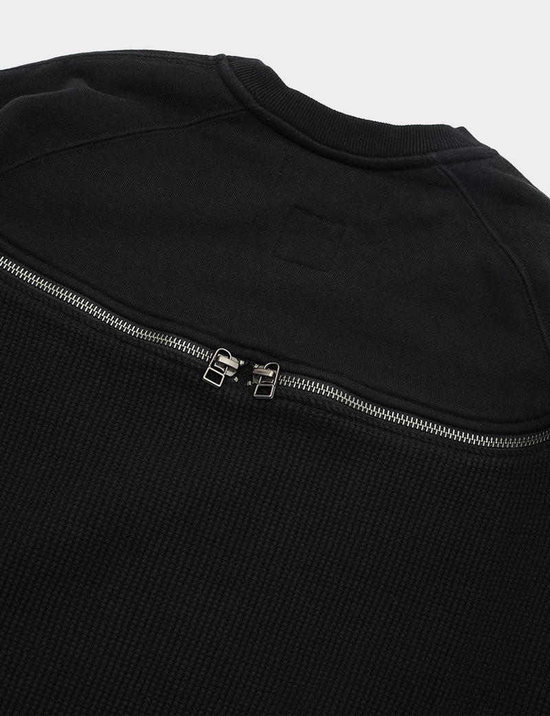 ZIPPER WAFFLE SWEAT