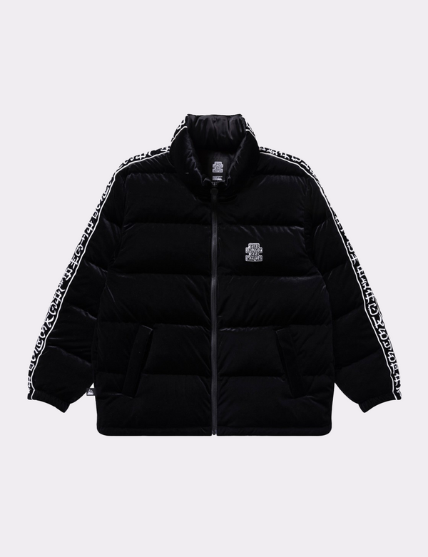 KANJI TAPED VELOUR PUFFER JACKET