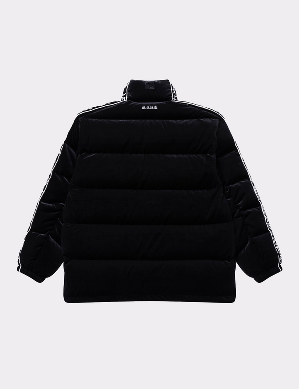 KANJI TAPED VELOUR PUFFER JACKET