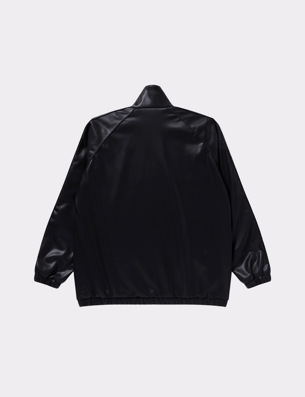 KANJI TAPED FAUX LEATHER TRACK JACKET