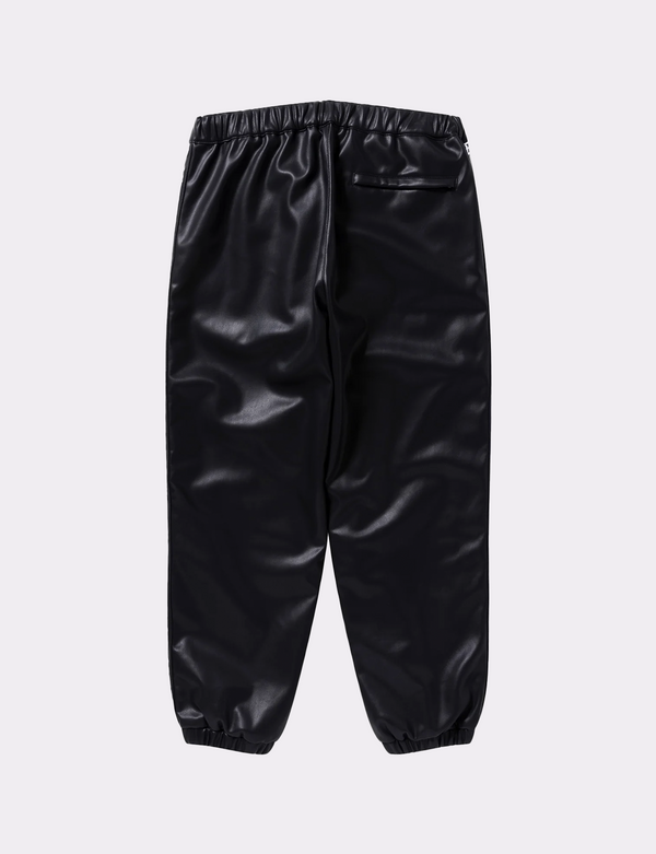 KANJI TAPED FAUX LEATHER TRACK PANTS