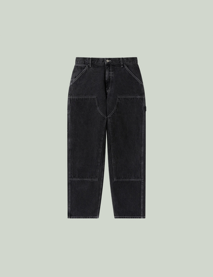 B EMBLEM DOUBLE KNEE DENIM PANTS