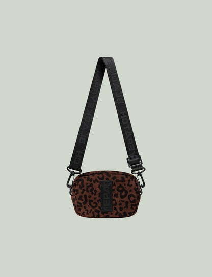 LEOPARD PATTERNED CORDUROY SHOULDER BAG