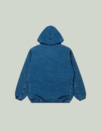 METAL LOGO HOODED DENIM JACKET