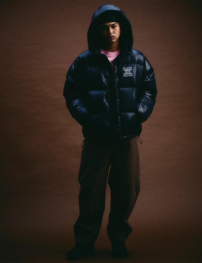 STENCIL LOGO HOODED DOWN JACKET